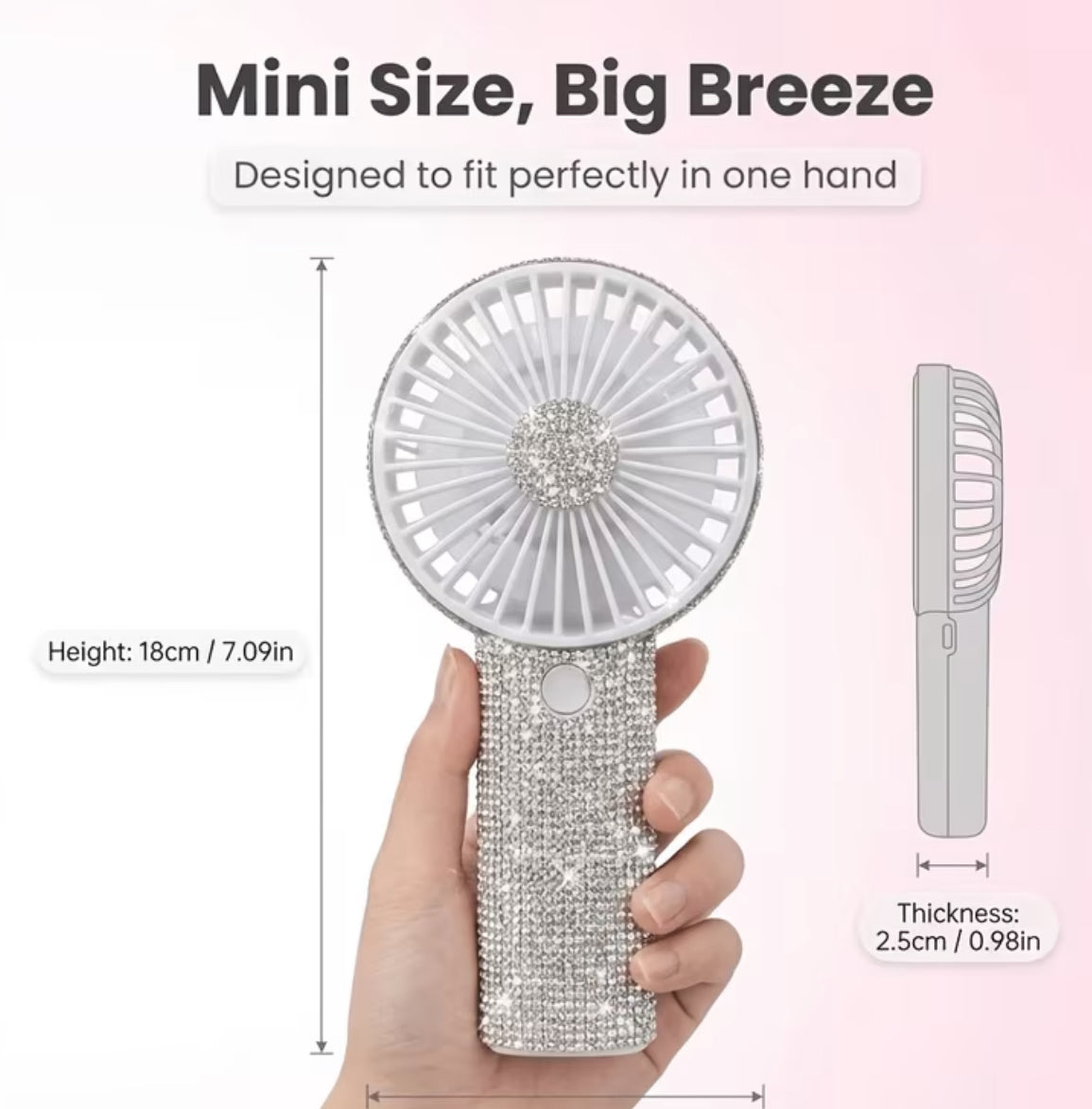 Bedazzled Handheld Fan