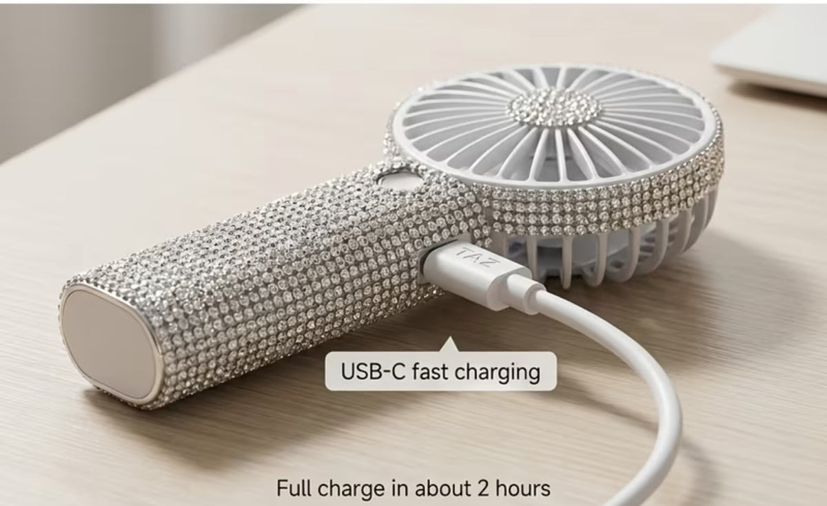 Bedazzled Handheld Fan
